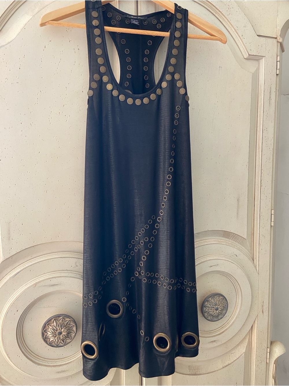Rare Vtg Y2K Caribbean Queen Heavy Studded Grommet Racerback Dress